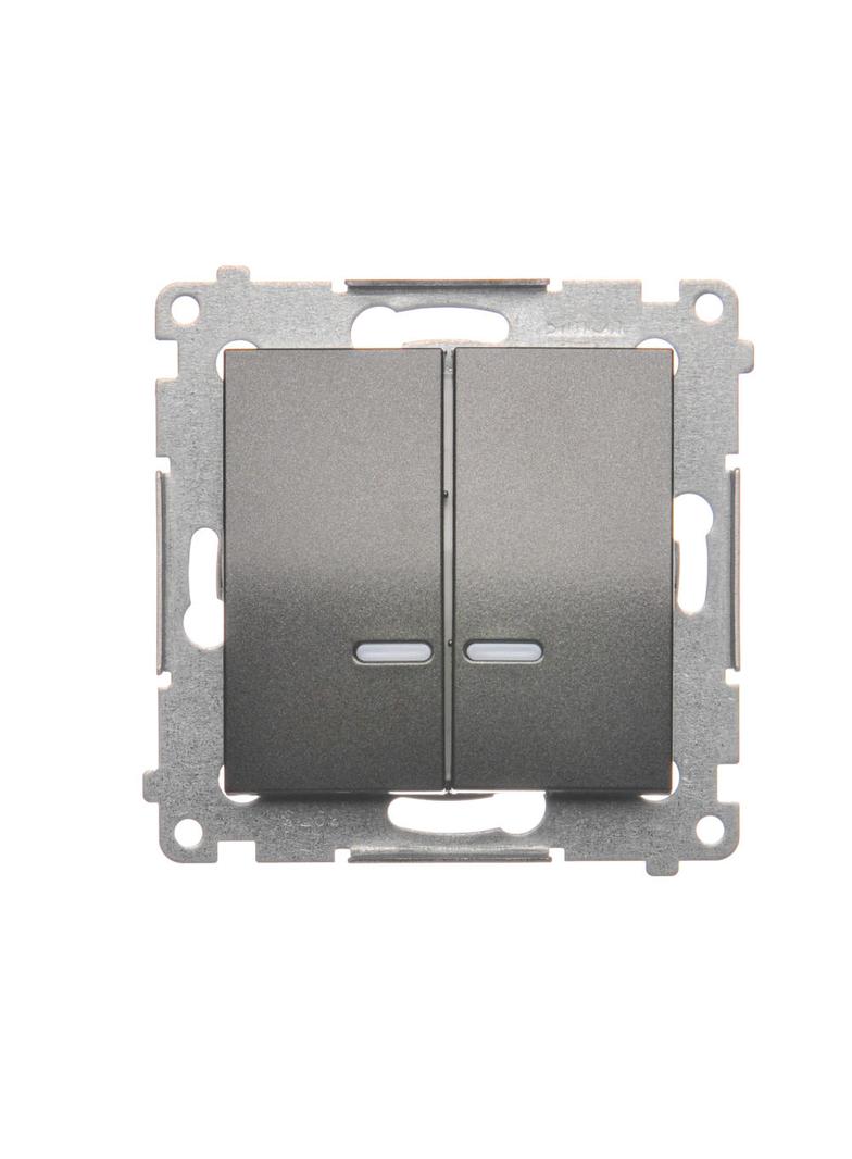 Simon 54 Łącznik świecznikowy z podświetleniem LED i do wersji IP44 16A 250V zaciski śrubowe antracyt *Posiada wkładkę DU1W DW5ABL.01/48 KONTAKT