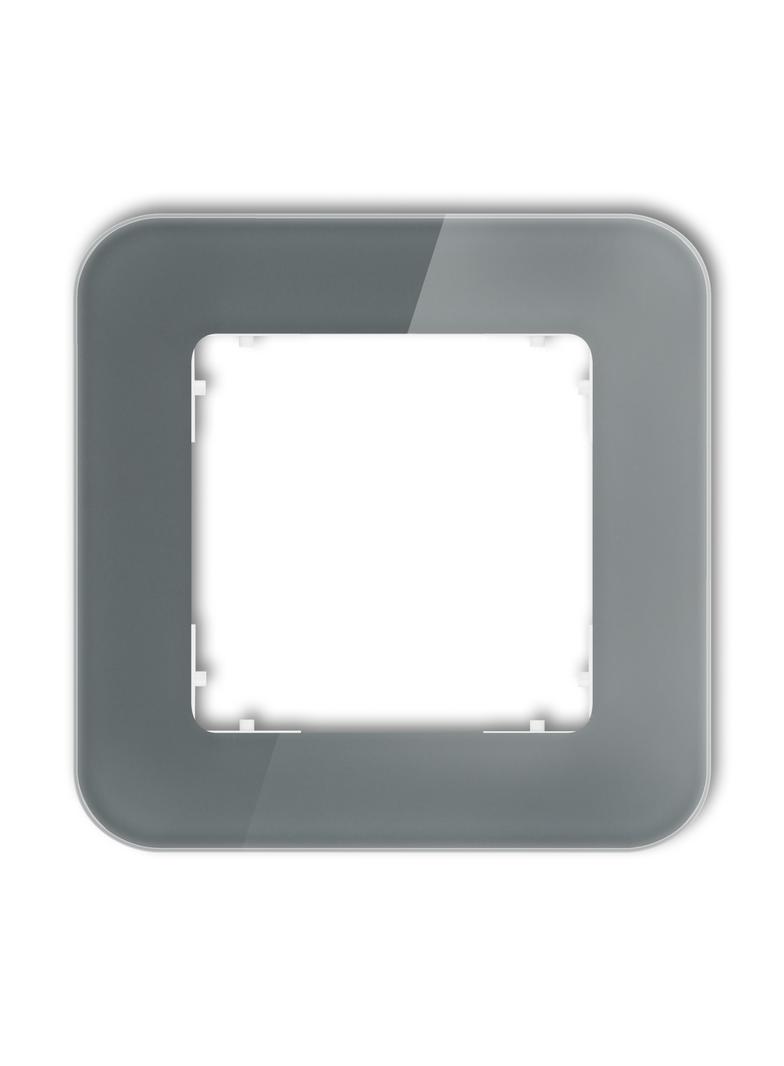 ICON Ramka uniwersalna pojedyncza zaokrąglona - efekt szkła (ramka: grafitowa; spód: biały) grafitow