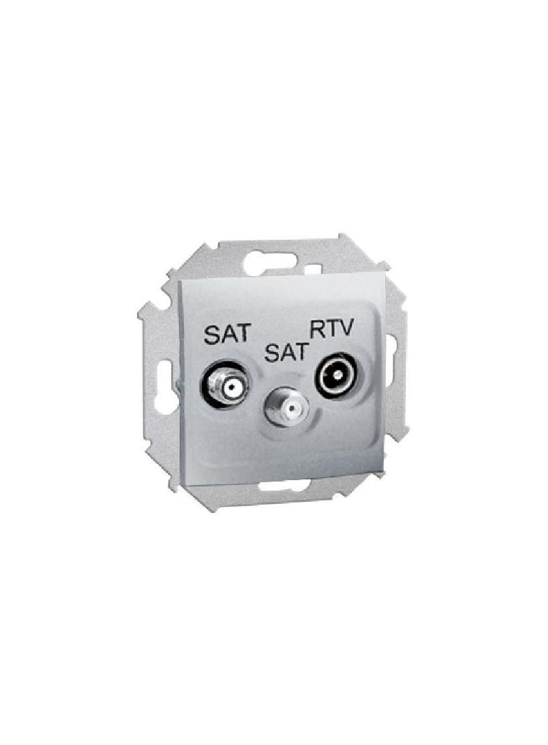 Simon 15 Gniazdo antenowe SAT-SAT-RTV końcowe aluminium (met.) 1591038-026 KONTAKT