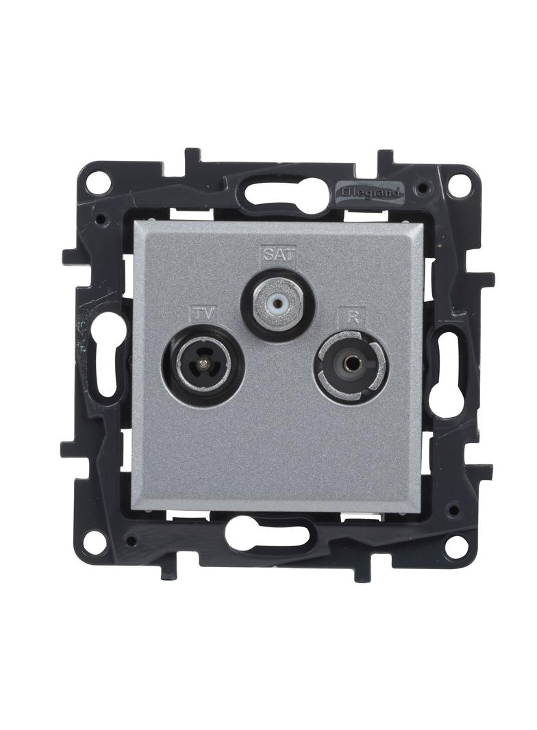 Niloe Step - gniazdo TV-R-SAT końcowe do instalacji typu gwiazda 1,5 dB- kolor aluminium, Legrand