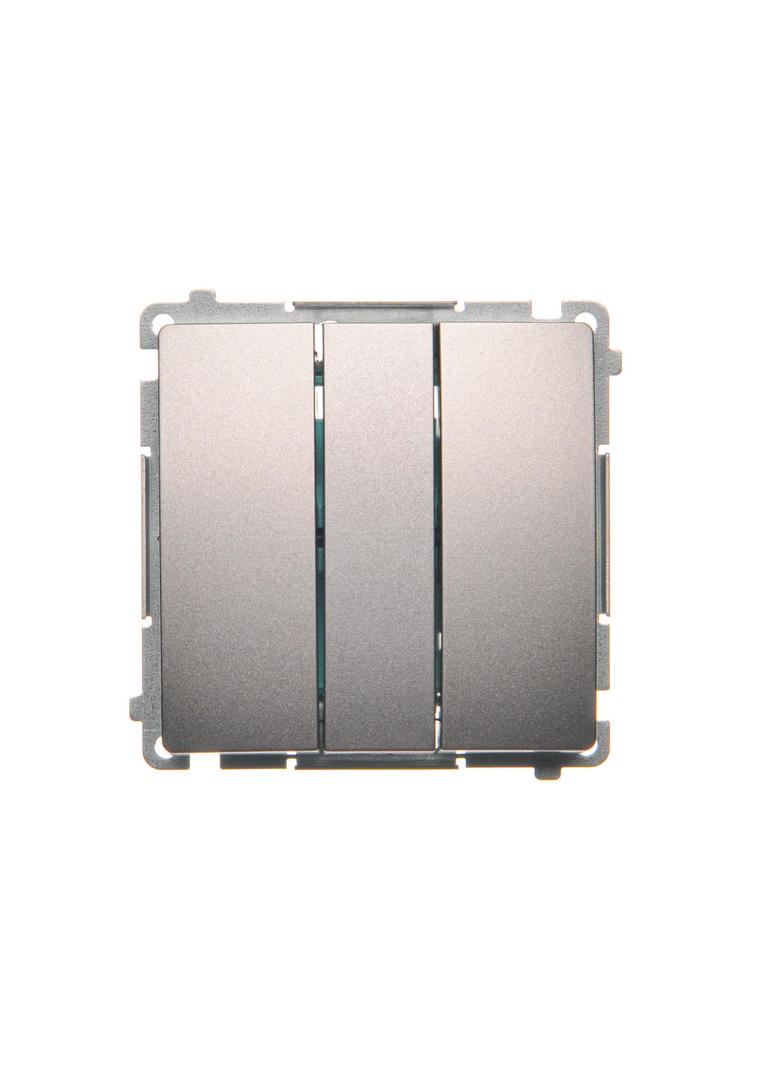 Simon Basic Przycisk potrójny z podświetleniem LED 10A 250V szybkozłączka stal inox BMP31L.01/21 KONTAKT