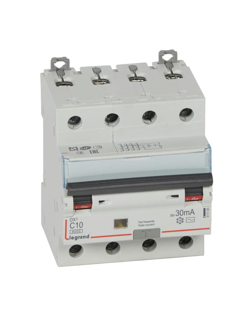 Wyłącznik Różnicowo-Nadprądowy 4P 10A C 0,03A Typ AC P314 DX3 411185 LEGRAND