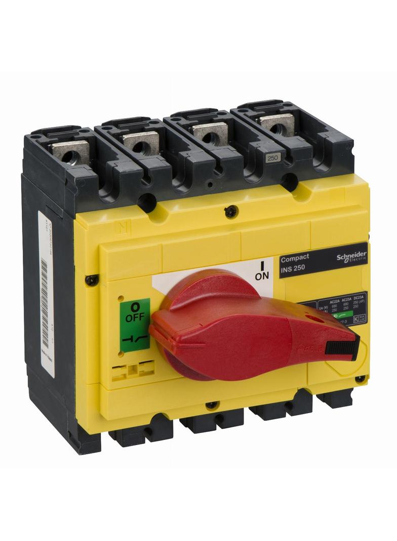 Compact INS INV, rozłącznik INS250 żółto-czerwony 250A 4P