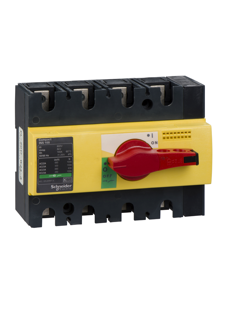 Compact INS INV, rozłącznik INS100 żółto-czerwony 100A 4P