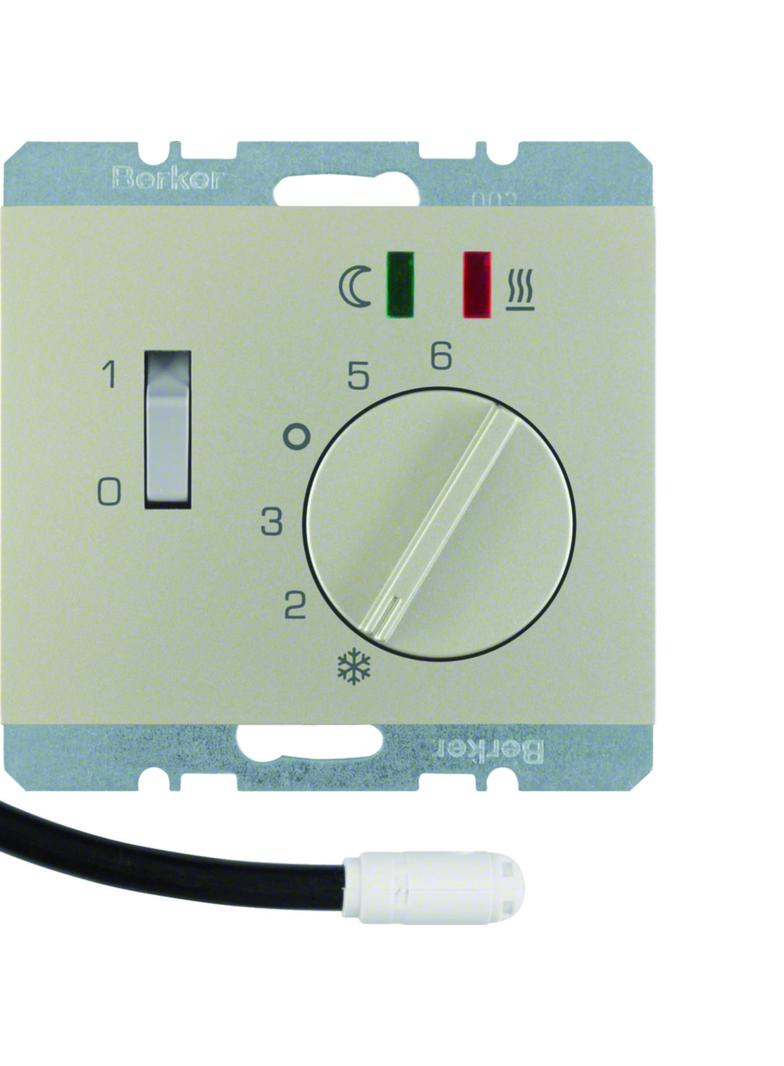 BERKER K.5 Regulator temperatury podłogi z stykiem zwiernym elementem centralnym LED stal szlachetna