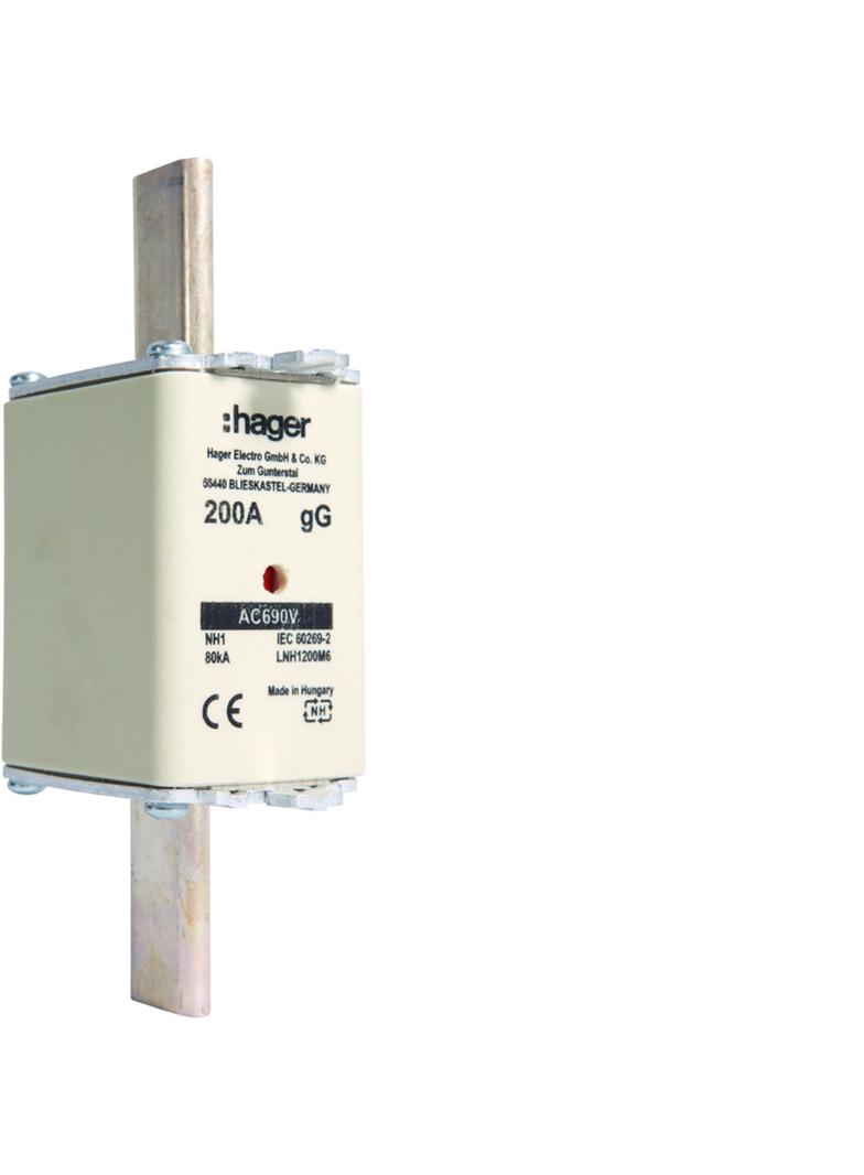 Wkładka bezp. nożowa NH1 wsk.podw. uchwyt nieiz. gG 200A 690 VAC LNH1200M6 HAGER