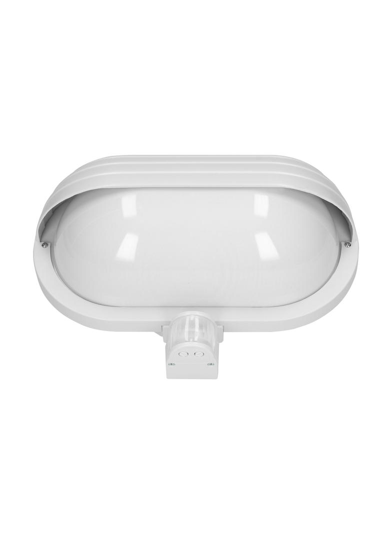 MUSAM, oprawa ogrodowa z czujnikiem ruchu 180st, 1x60W, E27, IP44, z przesłoną, plastik, biała LF-1/W ORNO