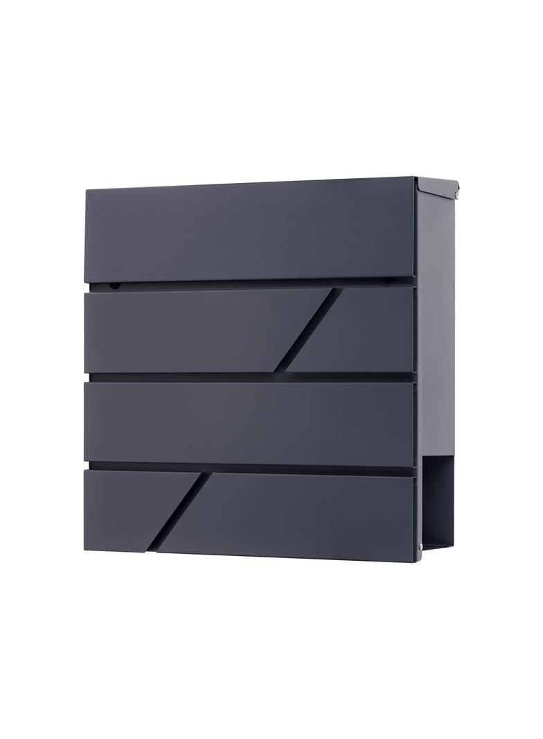 Skrzynka na listy PALAWAN z galwanizowanej stali z gazetnikiem, antracyt