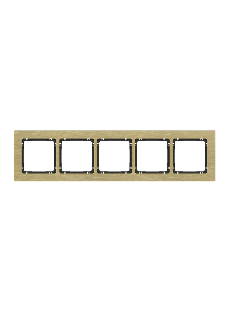 DECO Ramka uniwersalna pięciokrotna - aluminium szczotkowane (ramka: kolor mosiężny; spód: czarny) m