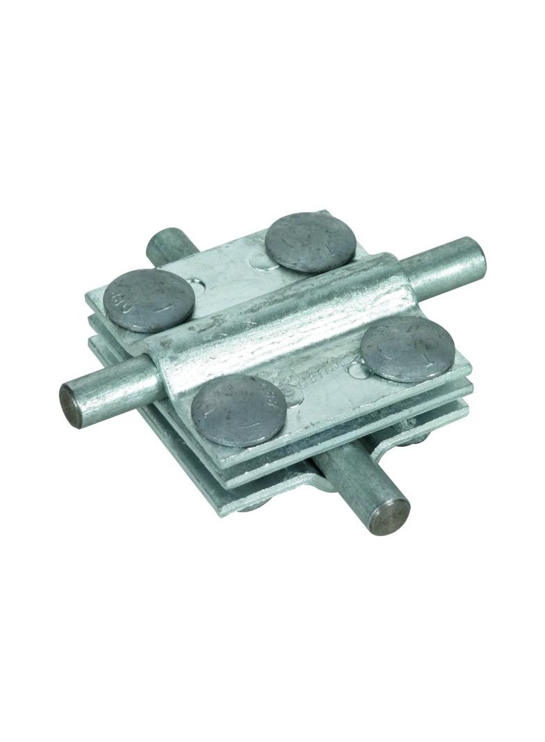 Zacisk krzyżowy St/tZn, drut 8-10/8-10 mm, drut 8-10/płask. 30 mm-płask 30/30 mm z przekładką