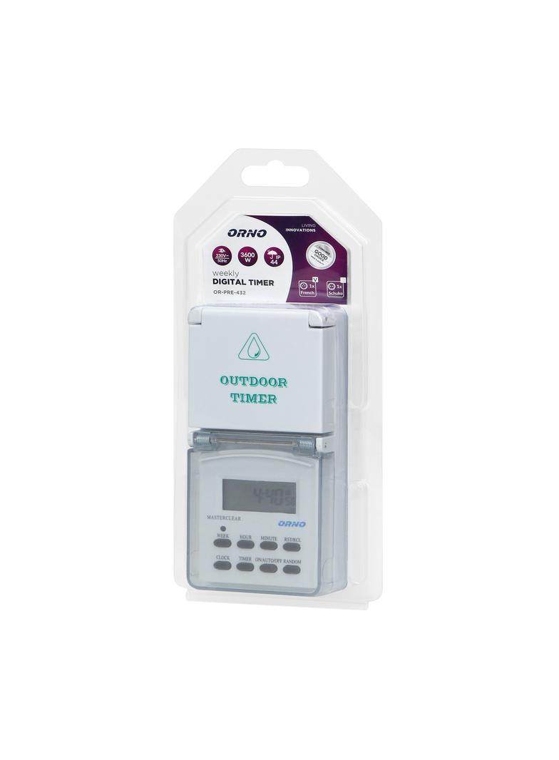 Elektroniczny programator czasowy 8 programów IP44 OR-PRE-432 ORNO