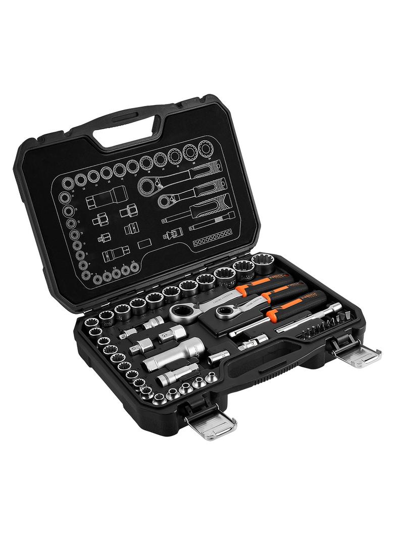 Zestaw nasadek przelotowych 1/4" + 3/8", 46 szt.