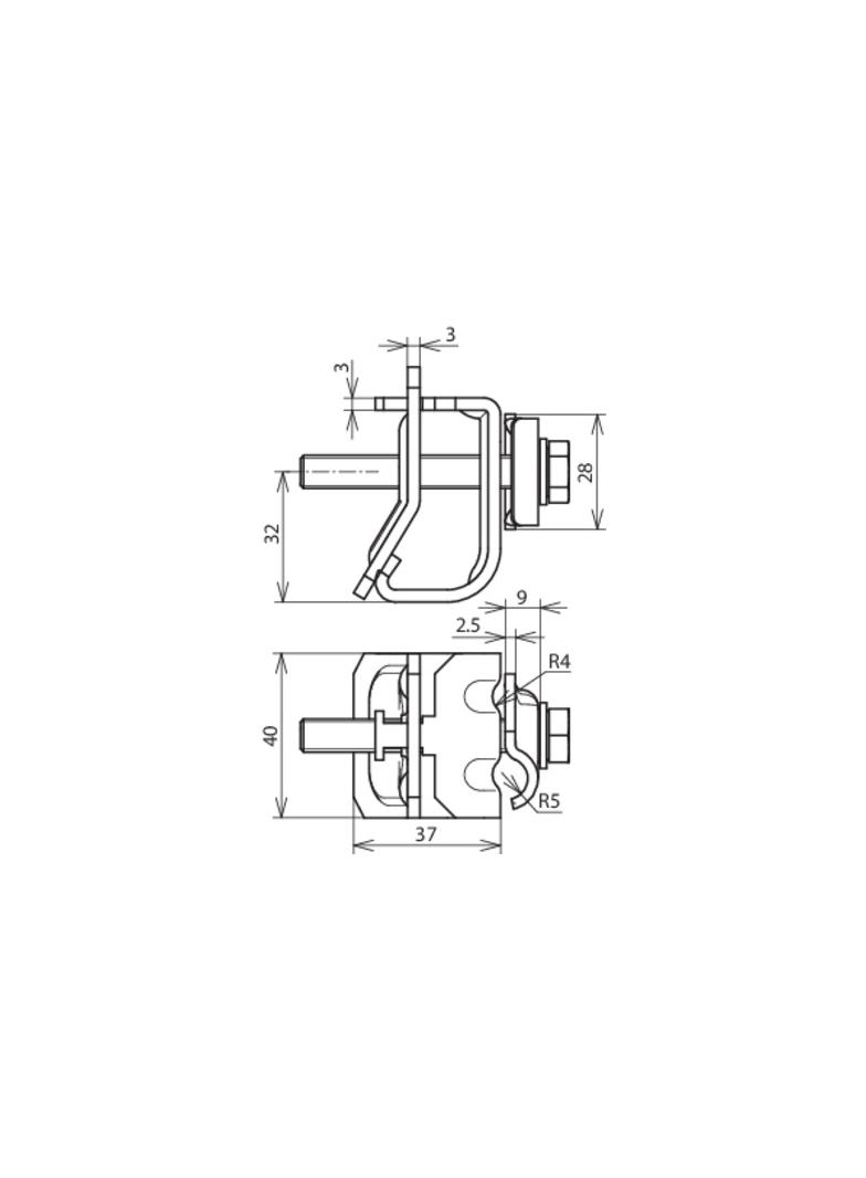 Zacisk do rynny, do zawiniętych brzegów 16-22 mm, Al-stal nierdzewna NIRO