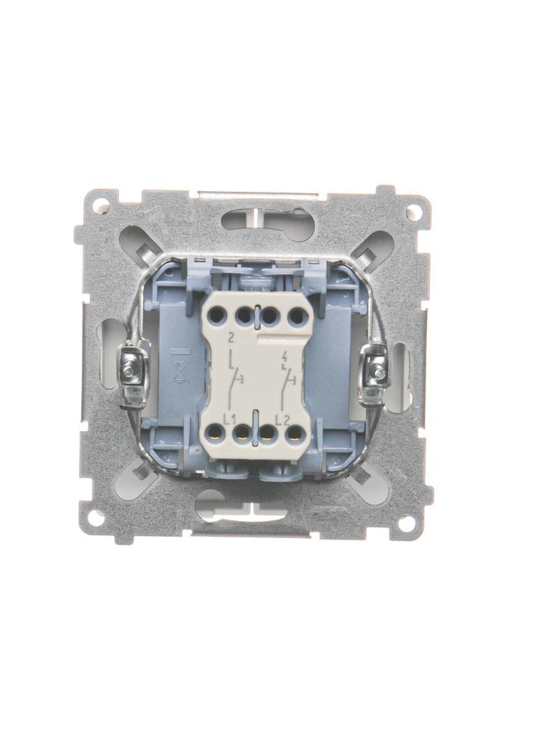 Simon Basic Przycisk podwójny zwierny dwuobwodowy: 2 wejścia 2 wyjścia 16A szybkozłączka biały