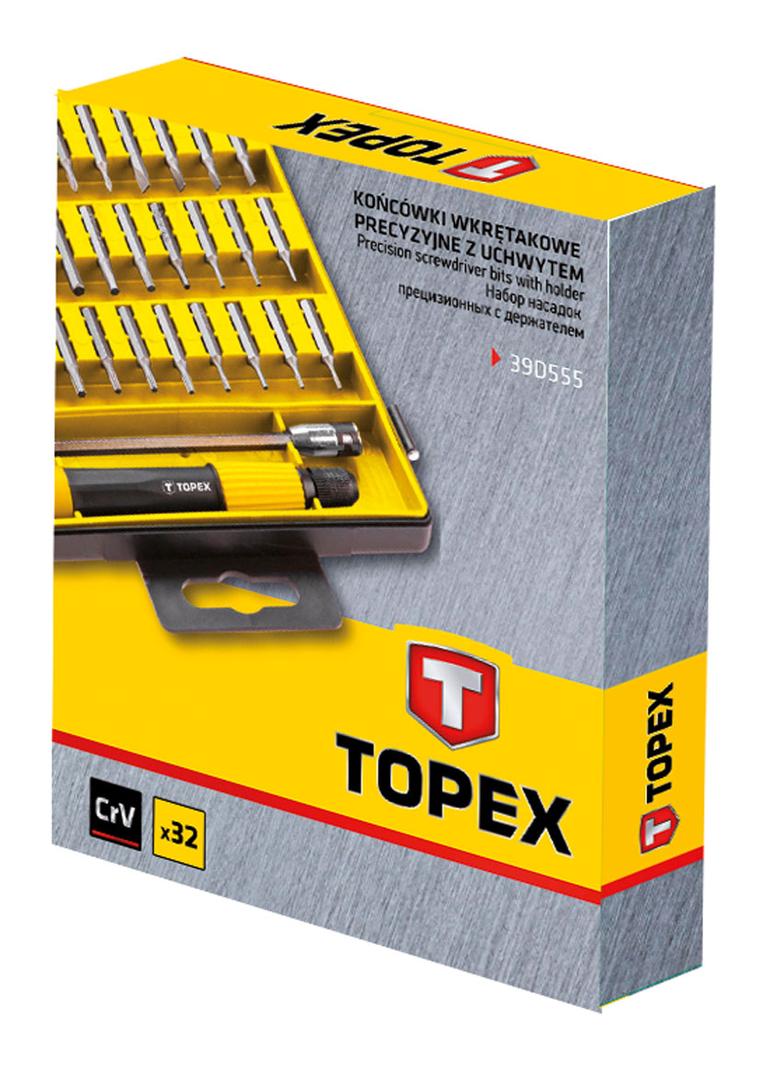 Końcówki wkrętakowe precyzyjne z uchwytem, zestaw 32 szt.