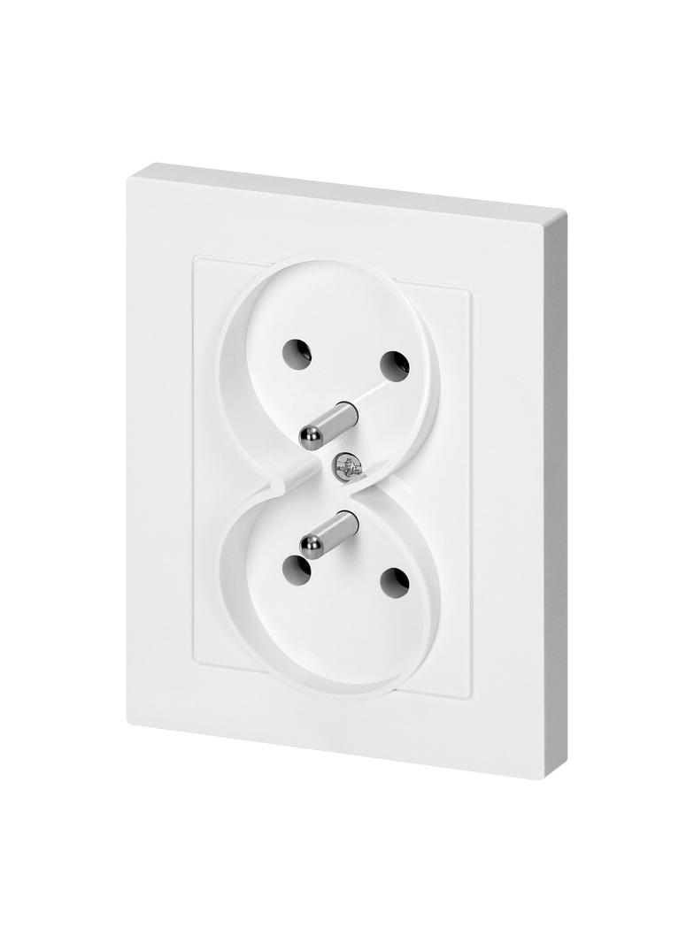 Gniazdo podwójne podtynkowe 2x2P+Z Malta, 16A, 250V, PT-6M, biały