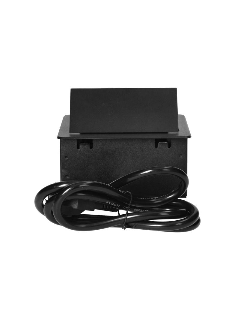 Gniazdo meblowe wpuszczane w blat z płaskim frezowanym rantem ładowarką USB i przewodem 1,5m 1x2P+ O