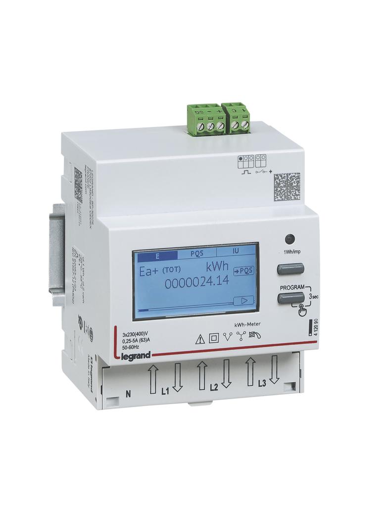 LICZNIK ENERGII POMIAR BEZPOŚREDNI 3 FAZOWY 63 A Z WYJŚCIEM IMPULSOWYM, Legrand