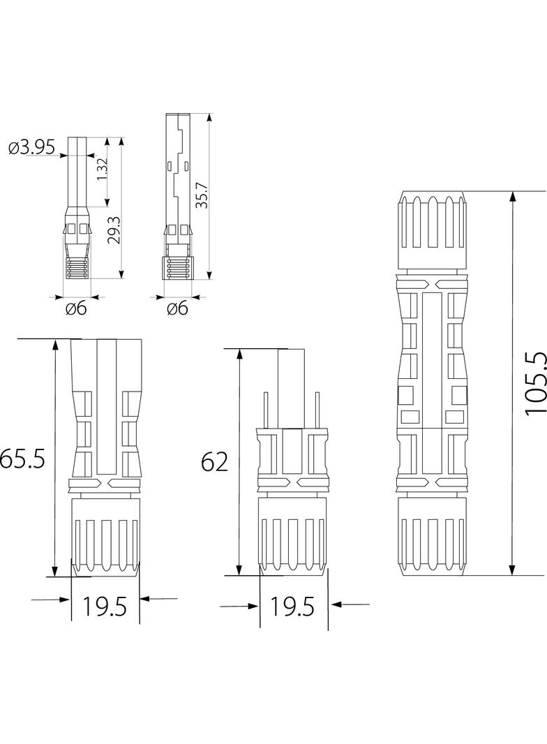 Złącze solarne MC4 ZS 1500V 4-6mm2 kompletne (męskie-żeńskie) OPATÓWEK