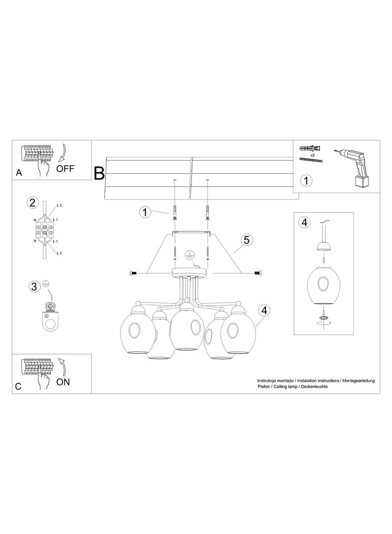 Sollux Żyrandol FILLAN 5 czarny SL.1145