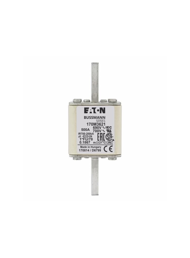 FUSE 500A 690V 1*FU/78 AR UC Wkładka szybka 500A AC 690V rozmiar 1 45x45x110 mm aR, 170M3621 EATON