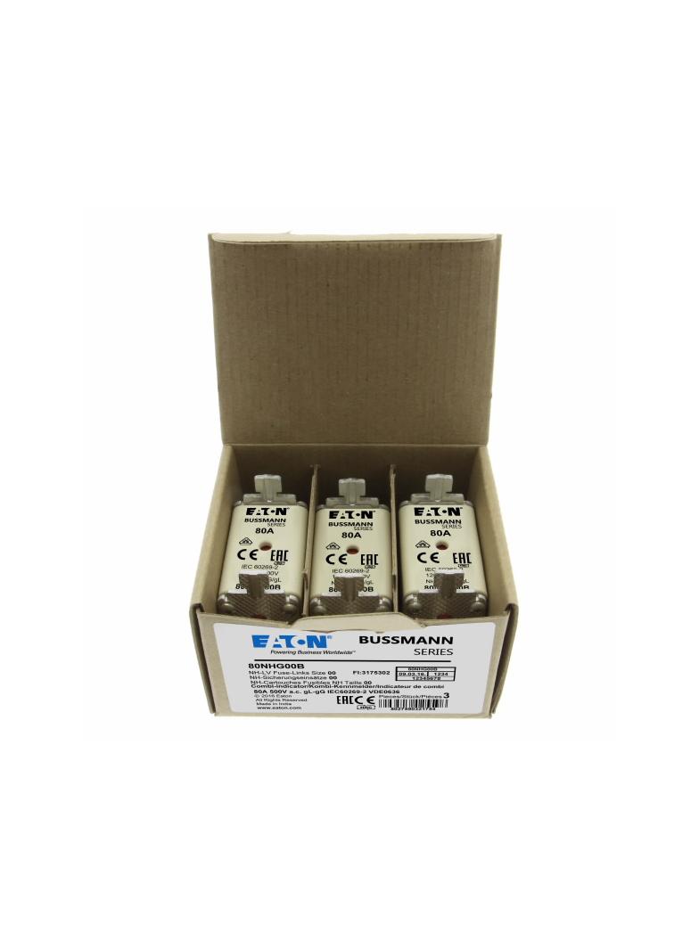 0NH FUSE 80AMP 500V gG SIZE NH00 DUAL IND Wkładka NH00 80A 500V GL/GG podwójny wskaźnik 80NHG00B EAT