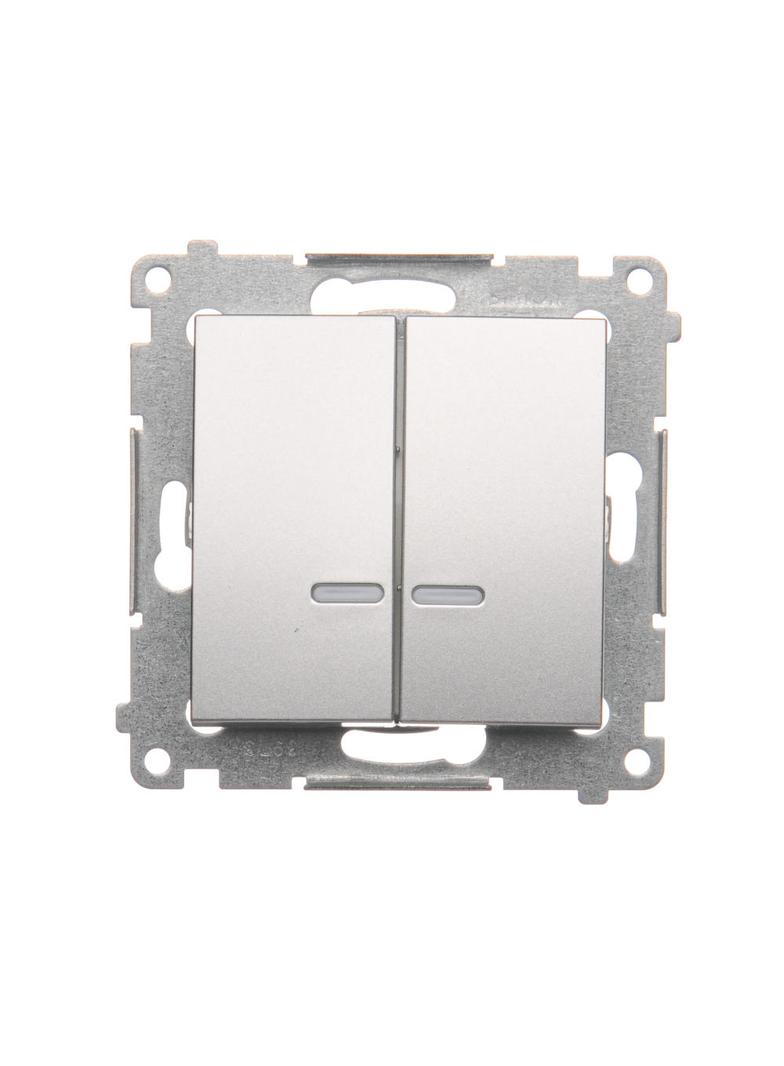 Simon 54 Łącznik świecznikowy z podświetleniem LED i do wersji IP44 16A 250V zaciski śrubowe srebrny mat *Posiada wkładkę DU1W DW5ABL.01/43 KONTAKT