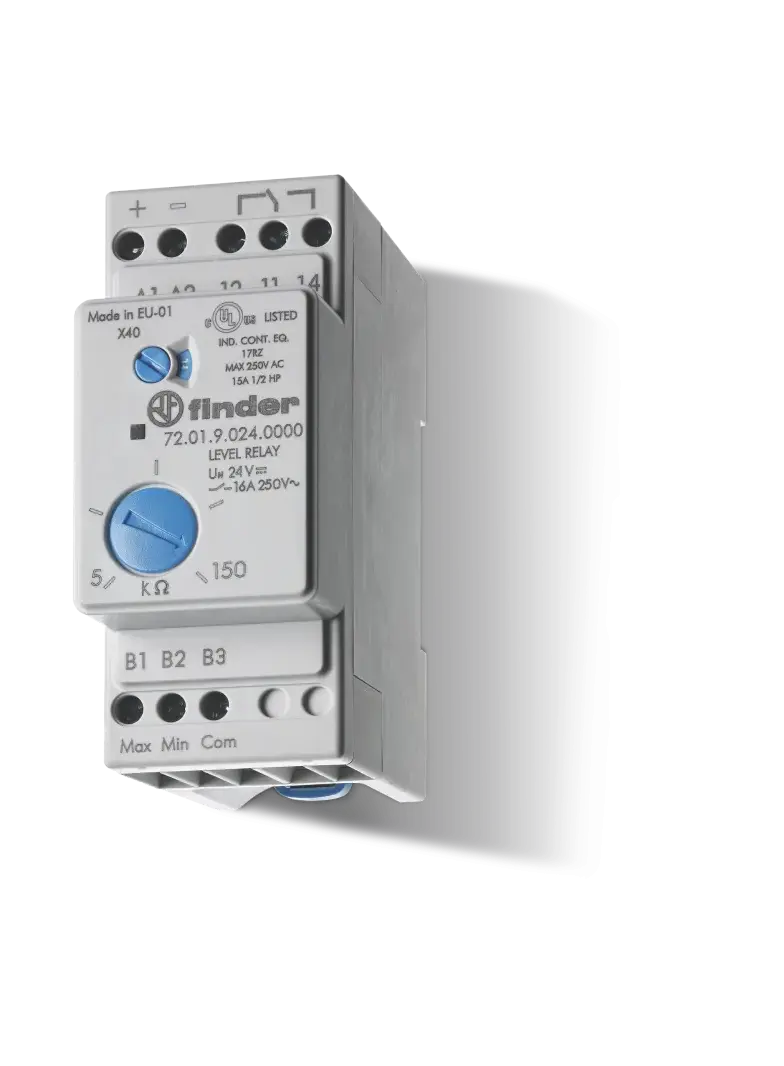 Przekaźnik nadzoru poziomu cieczy 1 P; 16A; 230…240V AC; zakres czułości 5…150k?, 72.01.8.240.0000