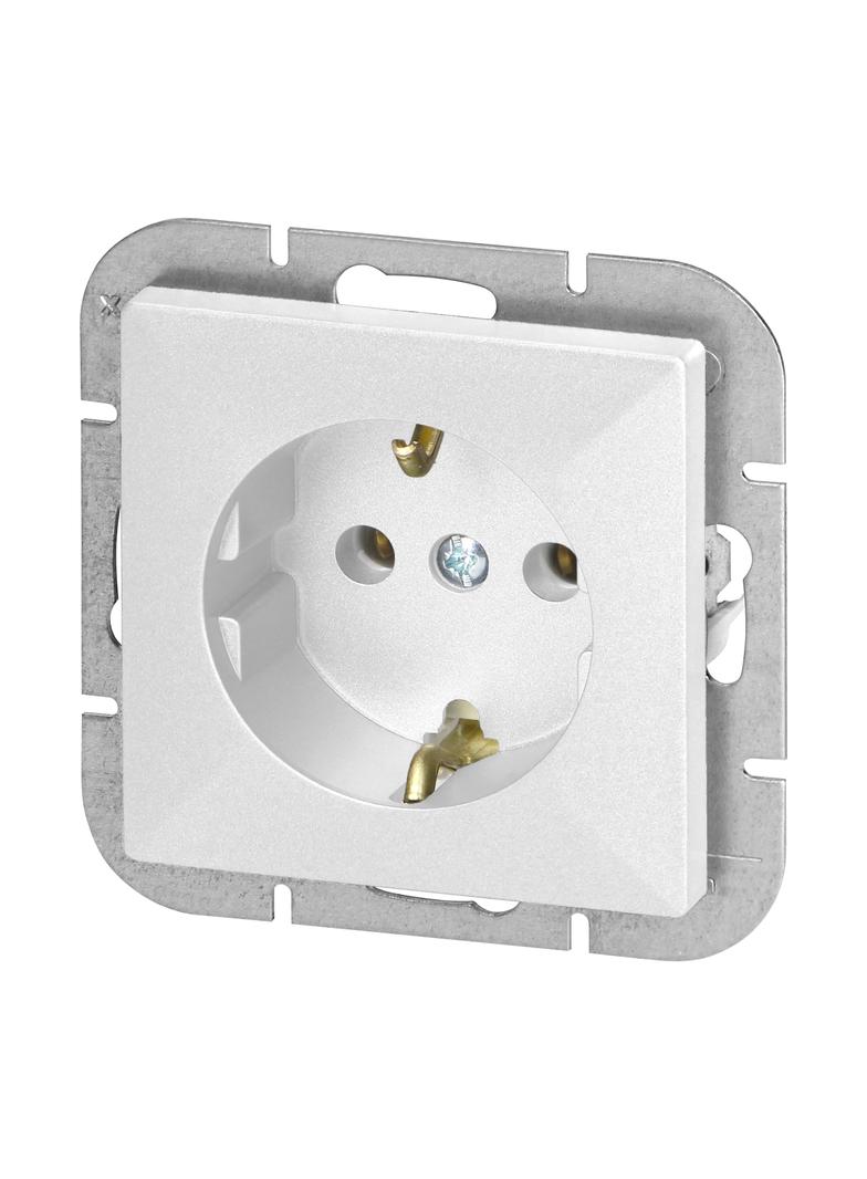 Gniazdo pojedyncze podtynkowe 2P+Z Schuko Pearl, 16A, 250V, PT-17P, biały