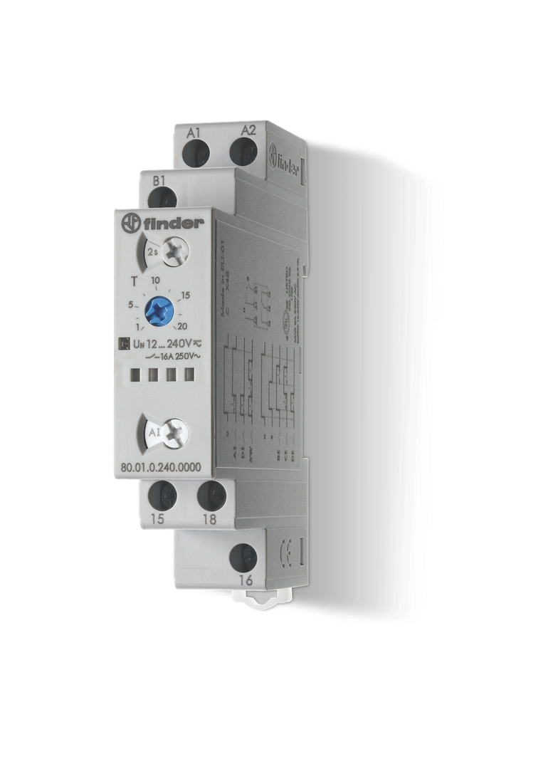Przekaźnik czasowy modułowy serii 80: 1P 16A 12…240V AC/DC 80.01.0.240.0000T /5szt./ FINDER