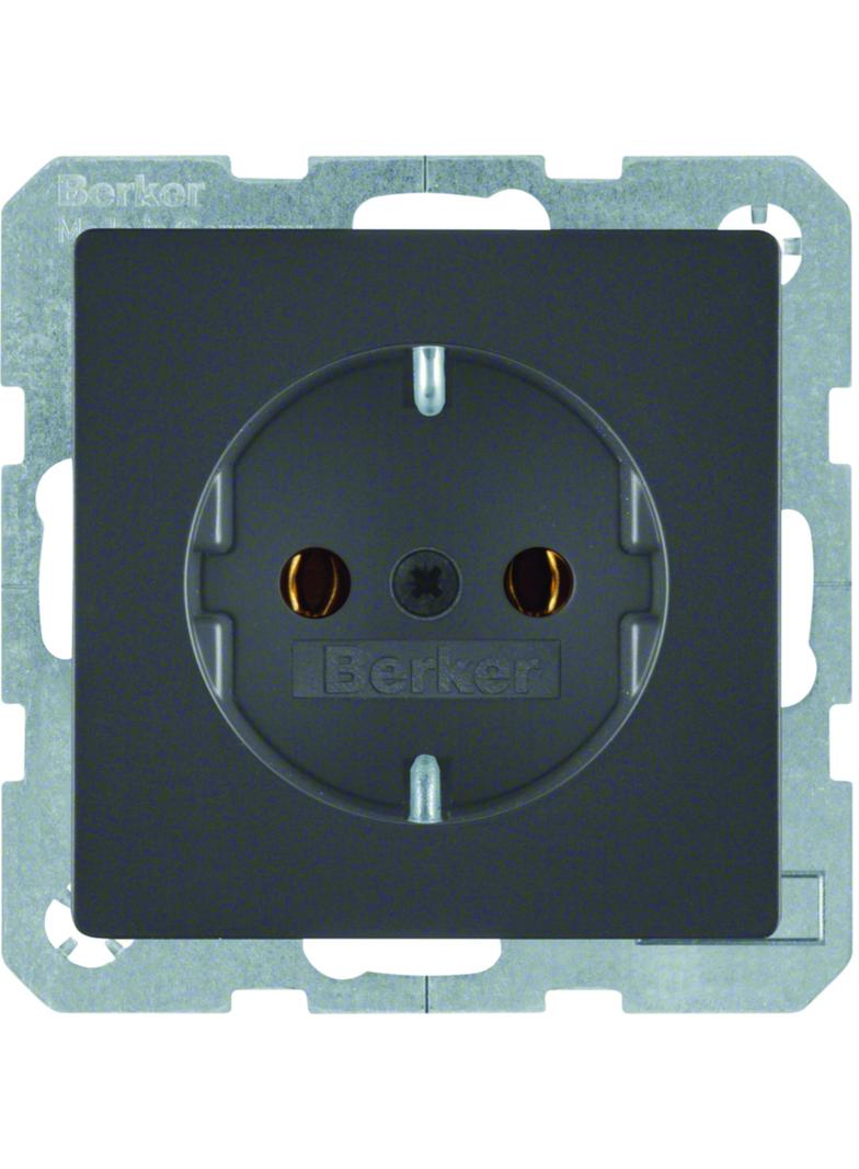 BERKER Q.x Gniazdo SCHUKO kompletne antracyt aksamit lakierowana 47436086 HAGER