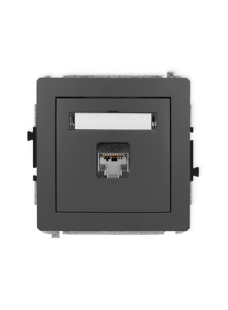 DECO Mechanizm gniazda komputerowego pojedynczego 1xRJ45, kat. 5e, ekranowany, 8-stykowy grafitowy m