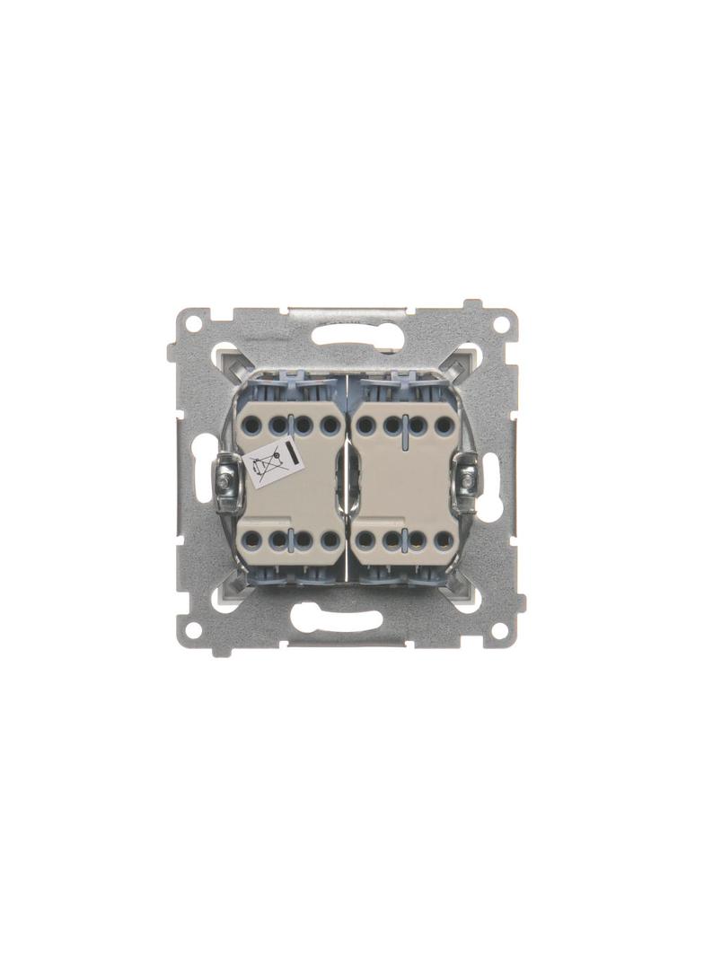 Simon 54 Łącznik krzyżowy podwójny z podświetleniem bez piktogramu 10A 250V szybkozłączka srebrny mat DW7/2L.01/X/43 KONTAKT