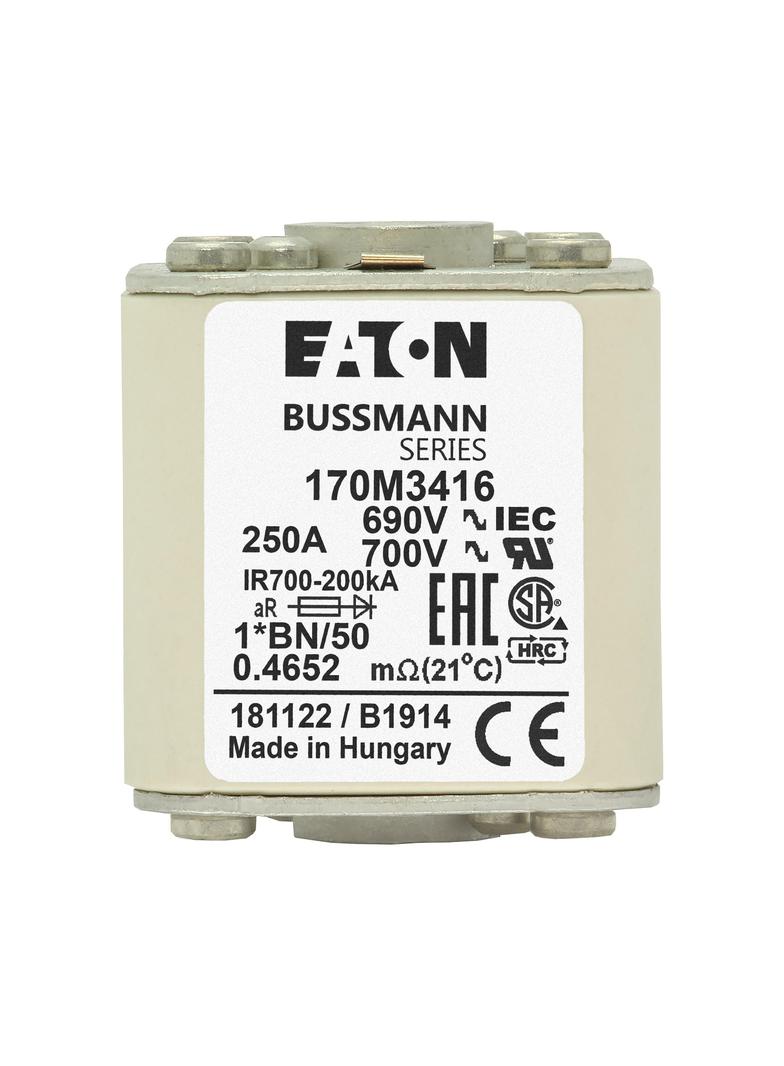 FUSE 250A 690V 1*BN/50 AR UC Wkładka szybka 250A AC 690V rozmiar 1 45x59x51 mm aR I 170M3416 EATON