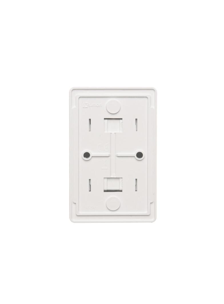 Simon 54 Gniazdo podwójne Schuko n/t z przesłonami wersja skandynawska 16A z. śrub. biały