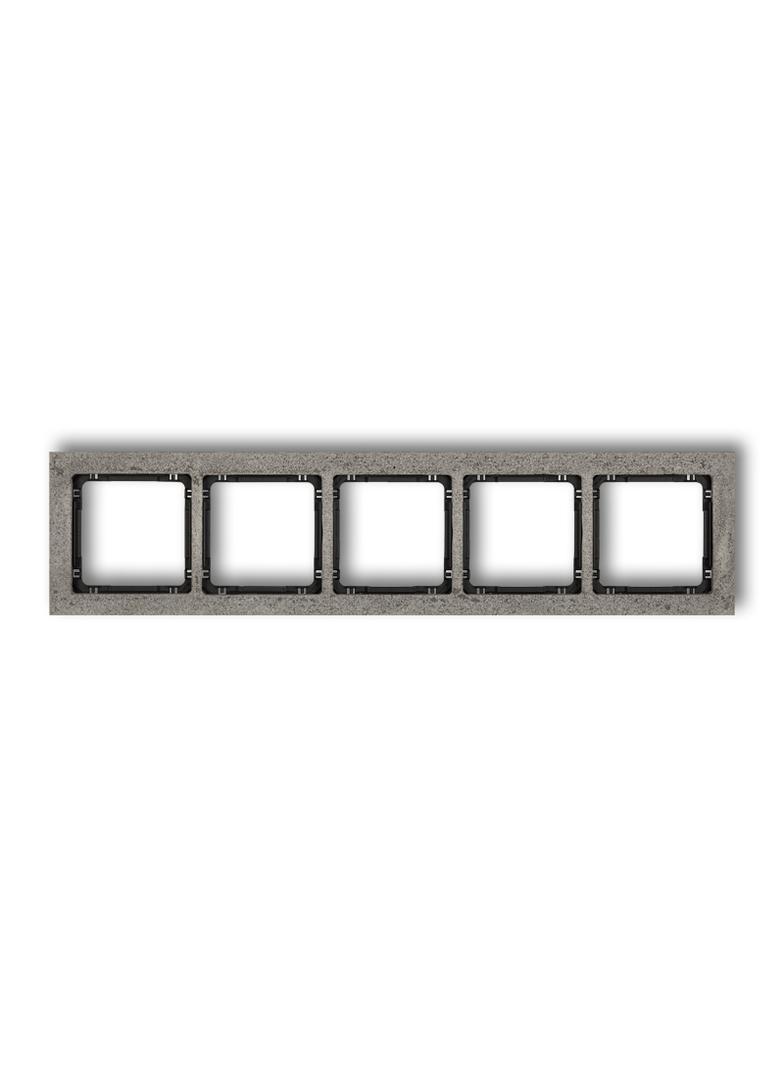 DECO Ramka uniwersalna pięciokrotna - beton (ramka: ciemnoszary; spód: czarny)