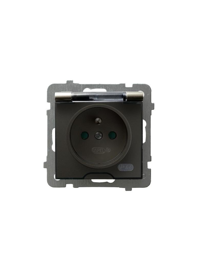 AS Gniazdo bryzgoszczelne z uziemieniem IP-44 z przesłonami torów prądowych wieczko przezroczyste -