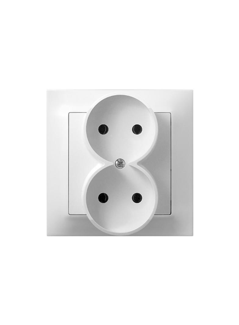 IMPRESJA Gniazdo podwójne kompletne z ramką - kolor biały