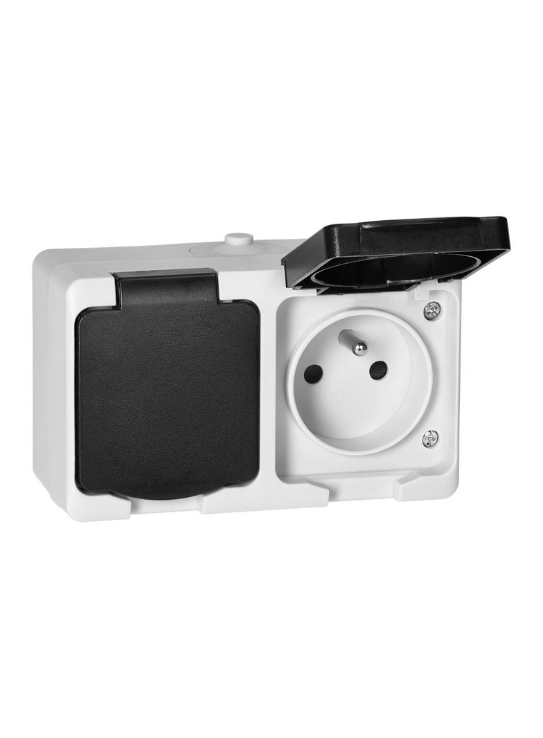 Gniazdo podwójne AQUATIC MINI IP54 16A 230V AC biało-czarne OR-OE-7306/WB ORNO