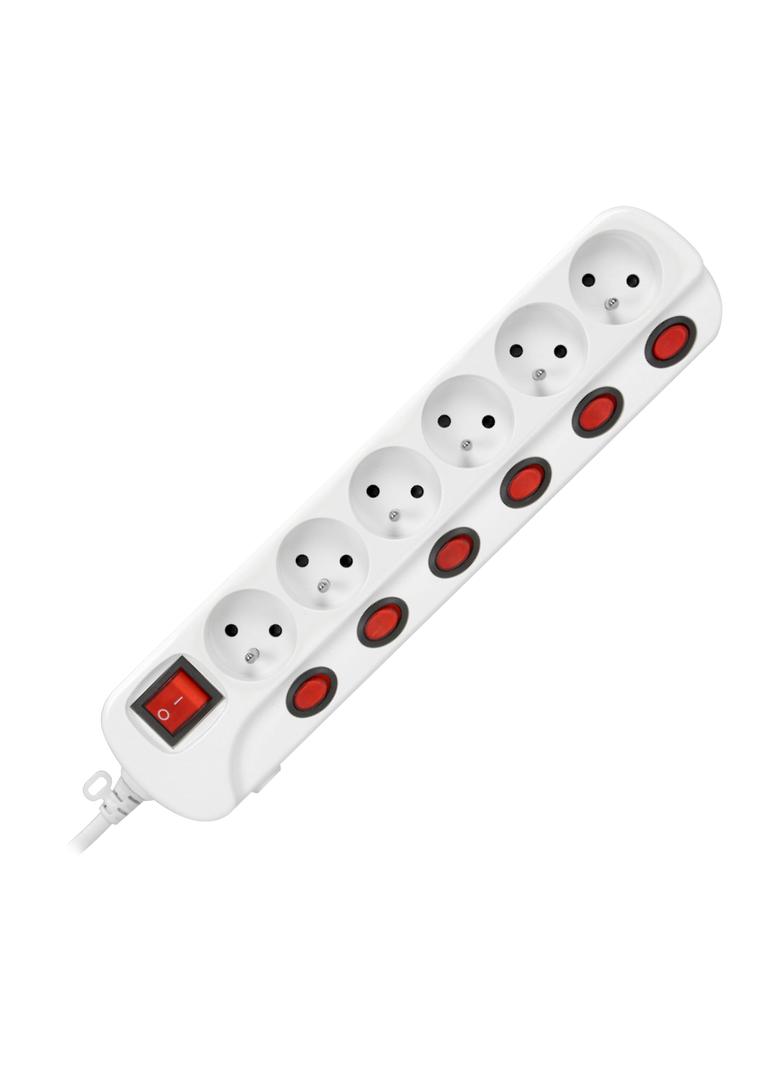 Listwa zasilająca "Multiswitch", 6 gniazd 2P+Z, kabel 3x1.0mm2, długość 1,5m, z wyłącznikami podświe