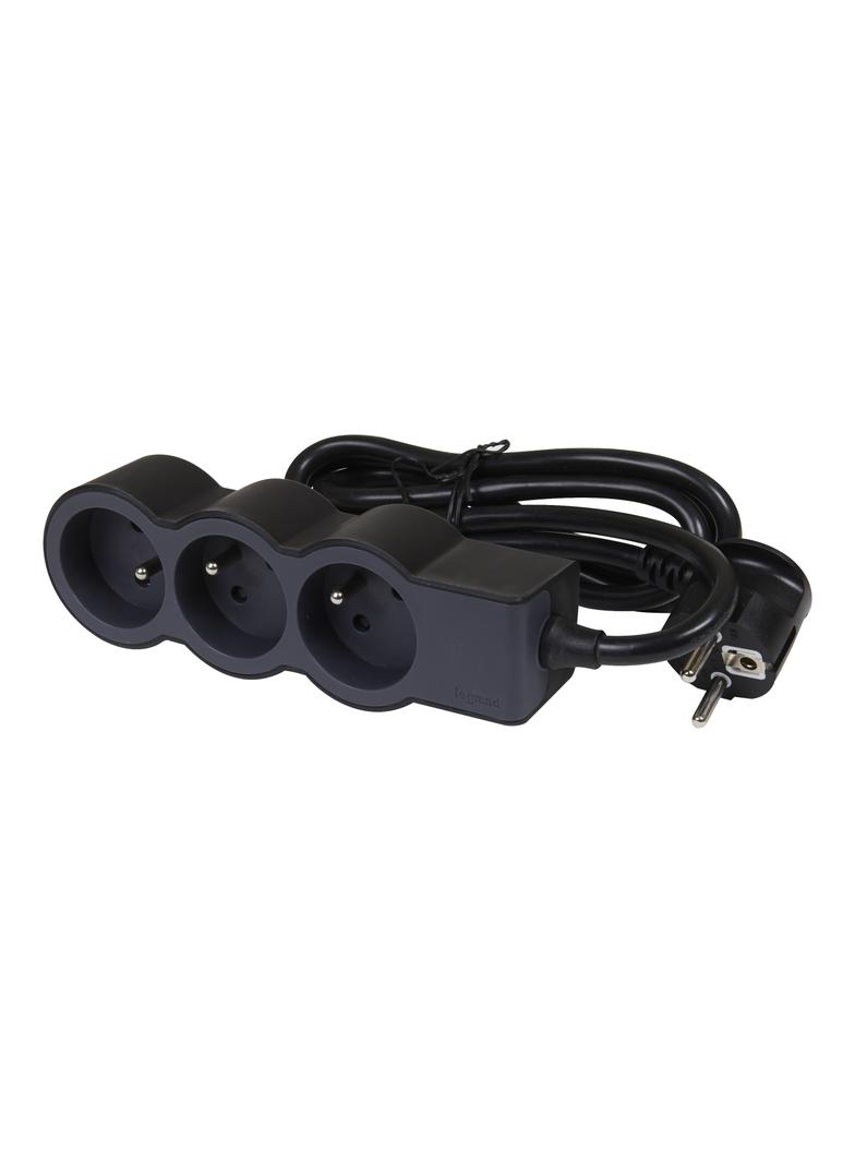 PRZEDŁUŻACZ STANDARD 3X2P+Z, Z PRZEWODEM 1.5 METRA 3X1.0 MM2 - CZARNY/GRAFITOWY, Legrand