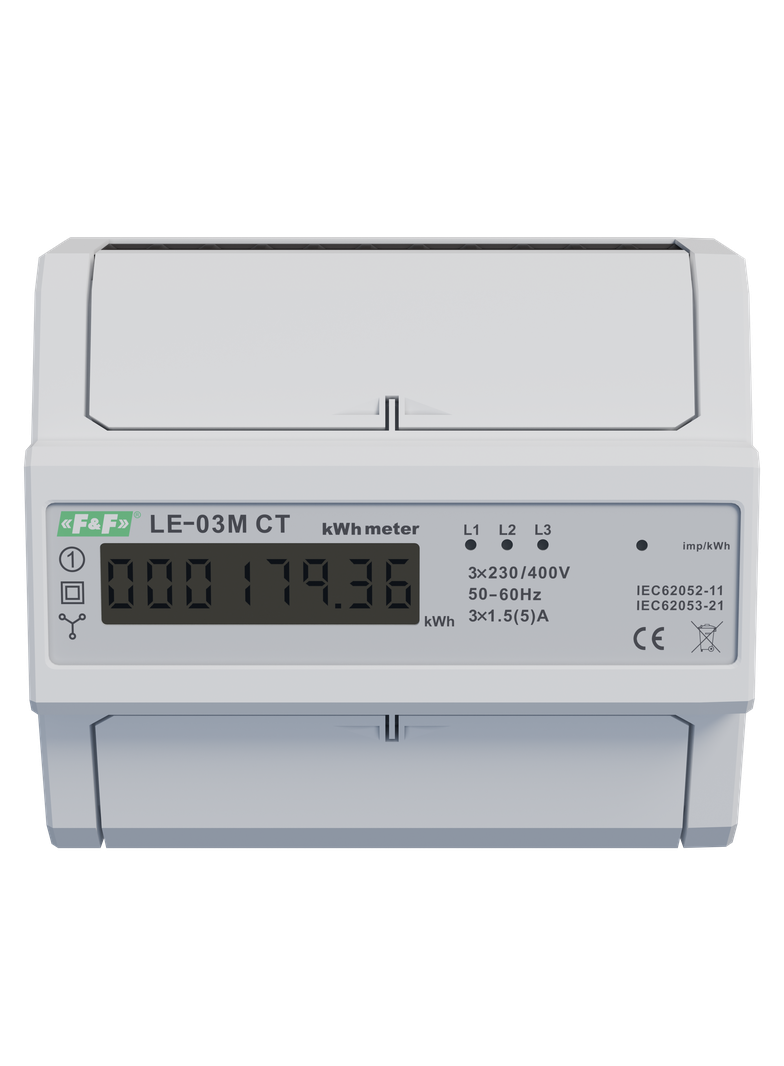 Licznik energii elektrycznej - trójfaz. z programowalną przekładnią RS-485 MODBUS LCD kl.1 LE-03M-CT F&F