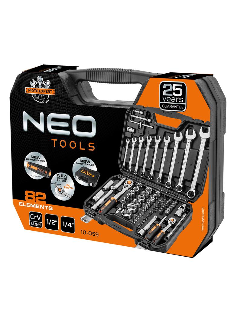 Klucze nasadowe 1/2", 1/4" , zestaw 82 szt., CrV