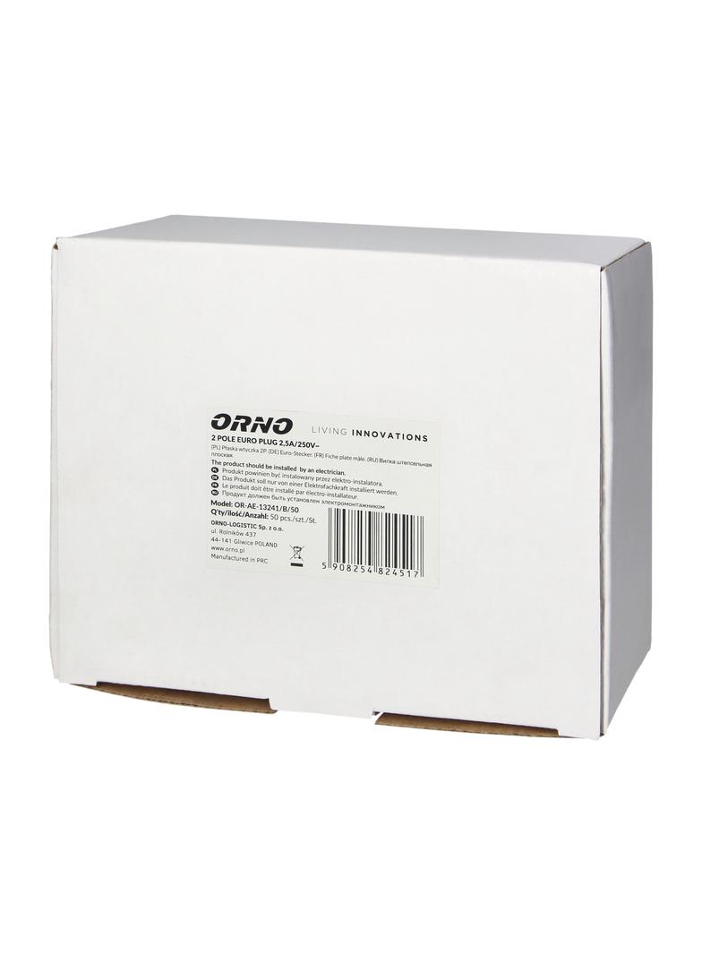 Wtyczka płaska bez uziemienia 2,5A 250V czarny poliwęglan 50 sztuk OR-AE-13241/B/50 ORNO