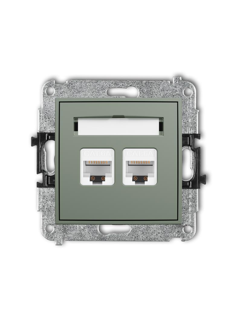 ICON Mechanizm gniazda komputerowego podwójnego 2xRJ45, kat. 6A, 8-stykowy szałwiowy