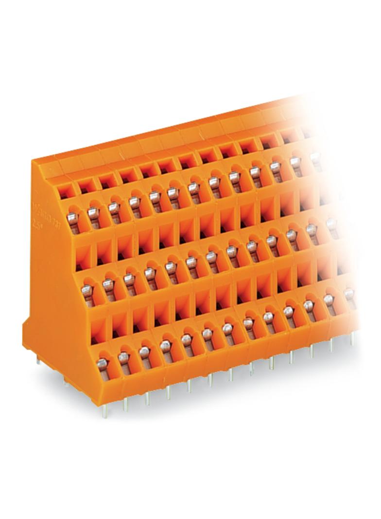 3-piętrowa listwa do pł. drukowanych 16-bieg. pomarańczowa raster 5,08 mm