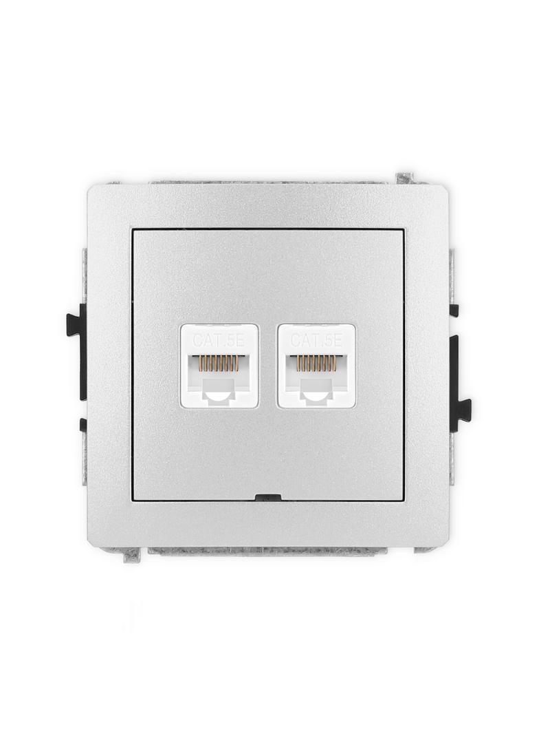 DECO Gniazdo podwójne komputerowe 2xRJ45, kat. 5e, 8-stykowy, bez pola opisowego srebrny metalik 7DGKBO-2 KARLIK