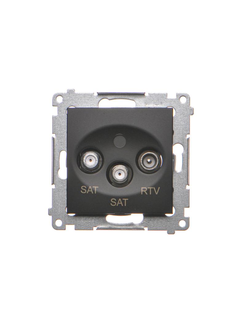 Simon 54 Gniazdo antenowe satelitarne podwójne SAT-SAT-RTV czarny DASK2.01/49 KONTAKT