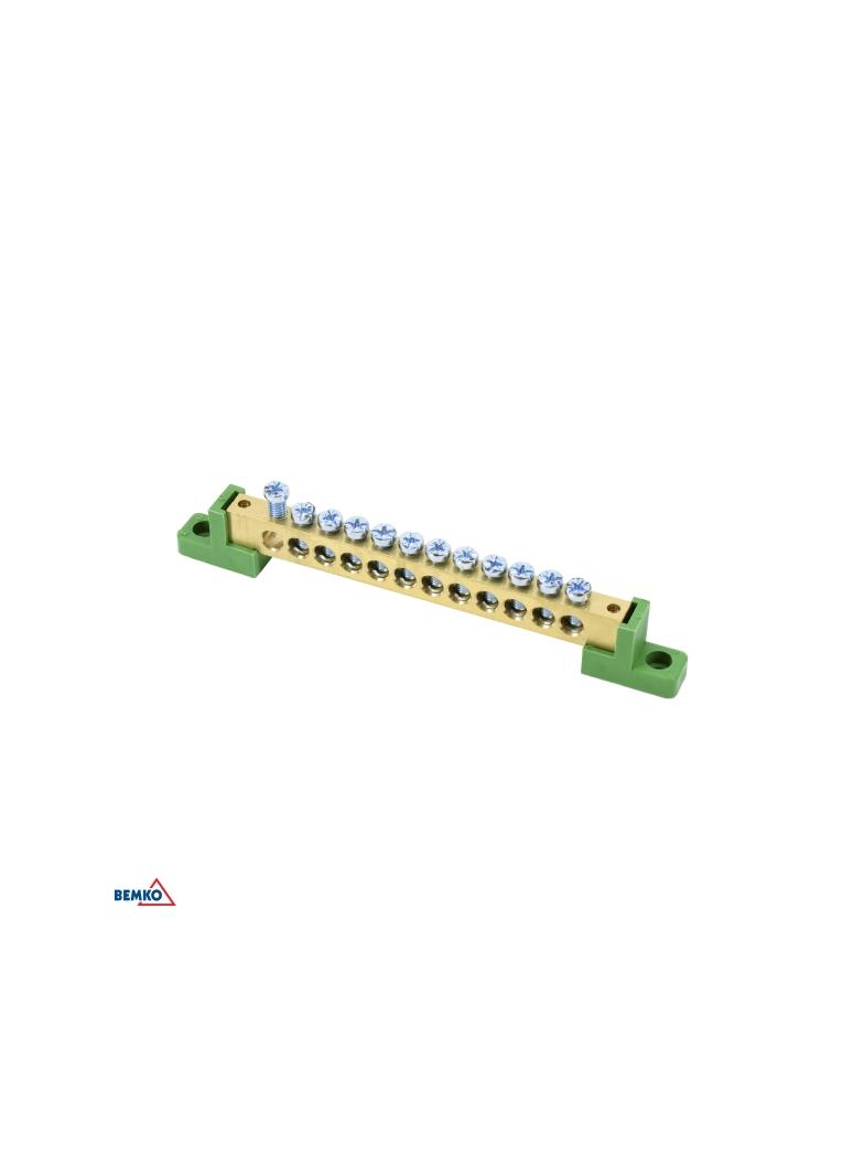 LISTWA ZACISKOWA NA IZOLATORACH PŁASKICH 8x12 12-TOROWA ZIELONA