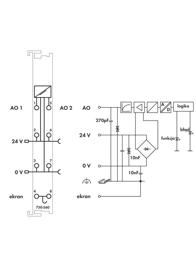 moduł 2AO 0-10V DC 8bit 100mA 24V WAGO